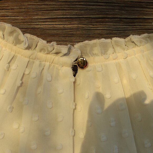 'J. Crew' white gathered bib swiss polka dots sheer top - Picture 5 of 8